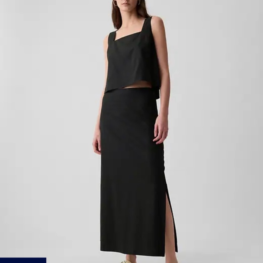 GAP Black Linen-Blend Maxi Skirt (NWT)